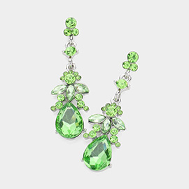 Marquise Crystal Teardrop Accented Evening Earrings