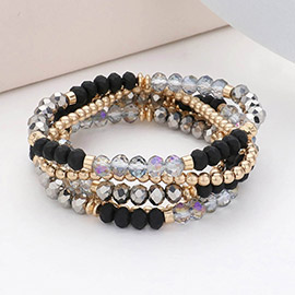 5PCS - Faceted Beaded Stretch Multi Layered Bracelets