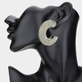 Rhinestone Studded Evening Hoop Earrings