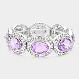 Crystal Rhinestone Oval Stretch Evening Bracelet