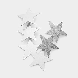 Brushed Metal Plate Star Link Earrings