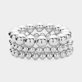 3PCS - Metal Ball Beaded Stretch Multi Layered Bracelets