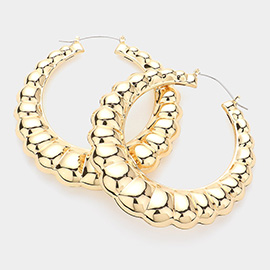 Textured Metal Hoop Pin Catch Earrings