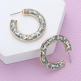 Glitter Inlay Resin Hoop Earrings