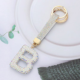 Bling Studded Monogram Initial B Keychain