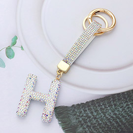 Bling Studded Monogram Initial H Keychain