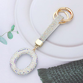 Bling Studded Monogram Initial O Keychain