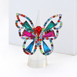 Rhinestone Paved Butterfly Stretch Ring