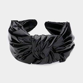 Faux Shiny Leather Knot Headband