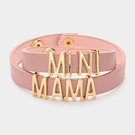 2PCS - MINI MAMA Message Faux Leather Button Snap Bracelets Set