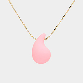 Matte Colored Teardrop Pendant Necklace