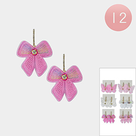 12Pairs - Bow Dangle Earrings