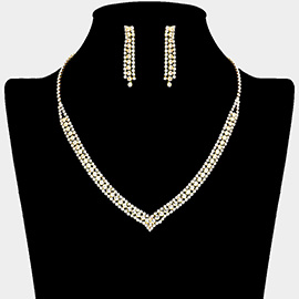 Rhinestone Paved V Shaped Necklace