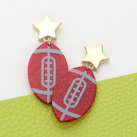 Glittered Resin Game Day Football Dangle Earrings