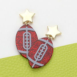 Glittered Resin Game Day Football Dangle Earrings