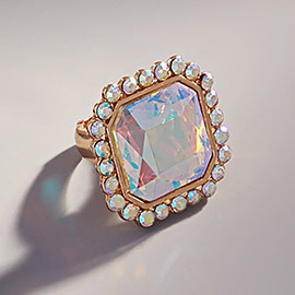 Square Glass Stone Stretch Ring