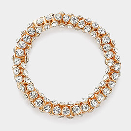 Round Stone Bezel Stretch Evening Bracelet