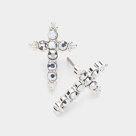 Stone Paved Cross Stud Earrings