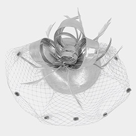 Feather Mesh Bow Fascinator / Headband