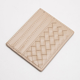 Faux Leather Basket Weave Card Holder Wallet