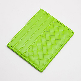 Faux Leather Basket Weave Card Holder Wallet