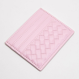 Faux Leather Basket Weave Card Holder Wallet