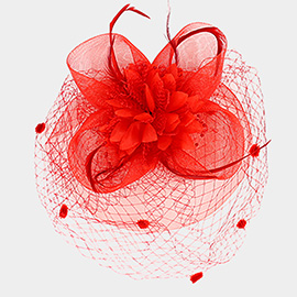 Mesh Feather Flower Fascinator / Headband