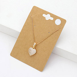 CZ Stone Paved Heart Pendant Necklace