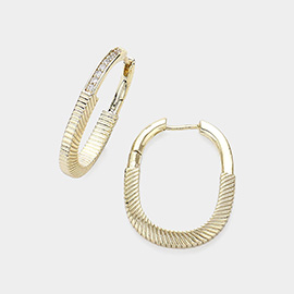 14K Gold Plated CZ Stone Paved Huggie Hoop Earrings