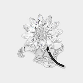 Marquise Stone Cluster Pointed Flower Pin Brooch