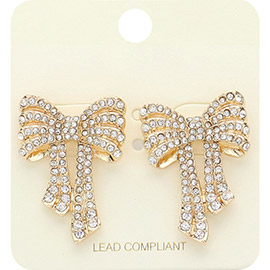 Rhinestone Paved Bow Fringe Earrings