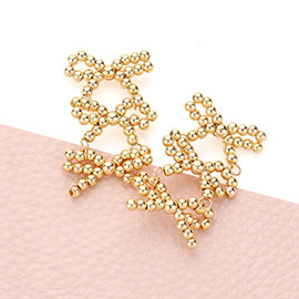 Triple Metal Ball Bow Link Earrings