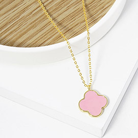 Gold Dipped Quatrefoil Pendant Necklace