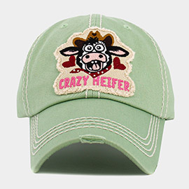 CRAZY HEIFER Message Cow Vintage Baseball Cap