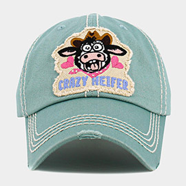 CRAZY HEIFER Message Cow Vintage Baseball Cap