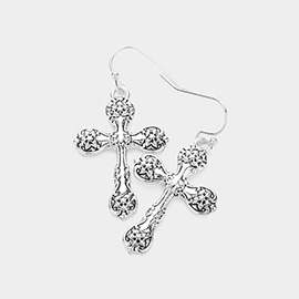 Metal Cross Dangle Earrings