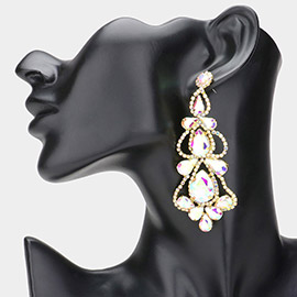 Teardrop Stone Cluster Embellished Chandelier Evening Earrings