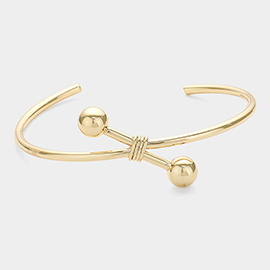 SECRET BOX_Abstract Brass Metal Ball Pointed Cuff Bracelet