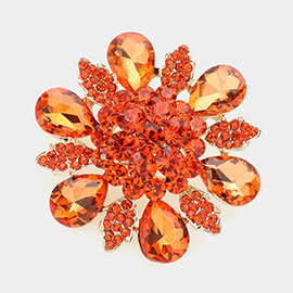 Floral Glass Stone Pin Brooch