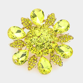 Floral Glass Stone Pin Brooch