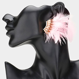 Marquise Stone Cluster Feather Earrings