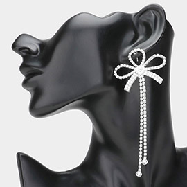 Rhinestone Paved Flower Pointed Fringe Evening Earrings