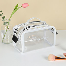 Double Zipper Open Transparent Makeup Pouch Bag