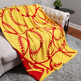 Softball Patterned Reversible Throw Blanket