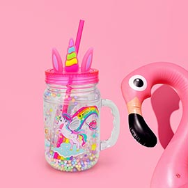 HOT FOCUS - Kids Glow in the Dark Unicorn Mason Jar Tumbler