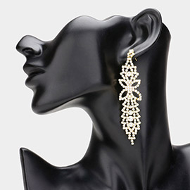 Rhinestone Paved Flower Pointed Evening Earrings