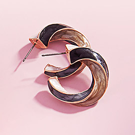 Hypoallergenic Enamel Spiral Hoop Earrings