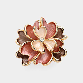 Colored Metal Flower Magnetic Brooch