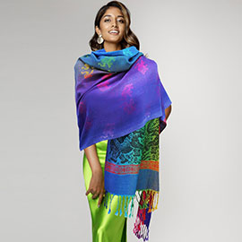 Colorful Elephant Printed Pashmina Scarf Shawl