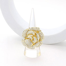 Rhinestone Paved Flower Pointed Stretch Ring